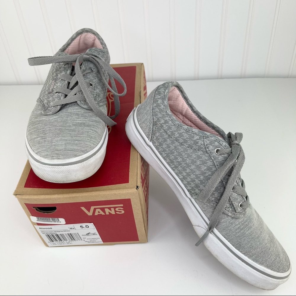 Vans Atwood Gray Houndstooth Shoes Missy Size 5 / Women’s Size 7